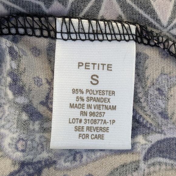 Roz & Ali Top Blouse Petite Small Purple Paisley Black Colorblock Stretch Boho - Picture 9 of 9